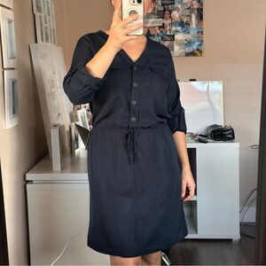 Max studio Navy Rolled Sleeve shirt dress Size S